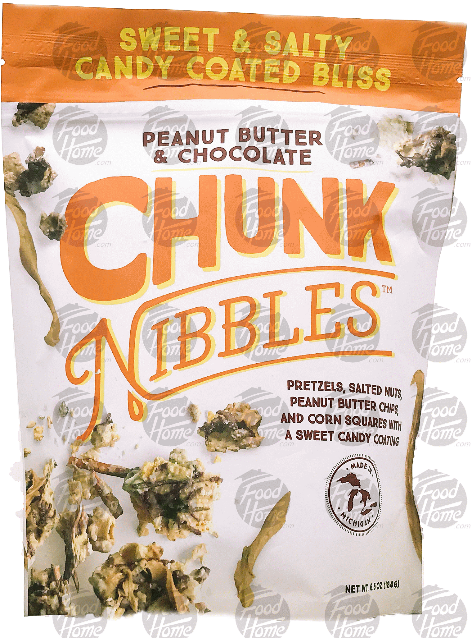 Chunk Nibbles  peanut butter & choclate mix, with pretzels, salted nuts, peanut butter chips, resealable bag Full-Size Picture